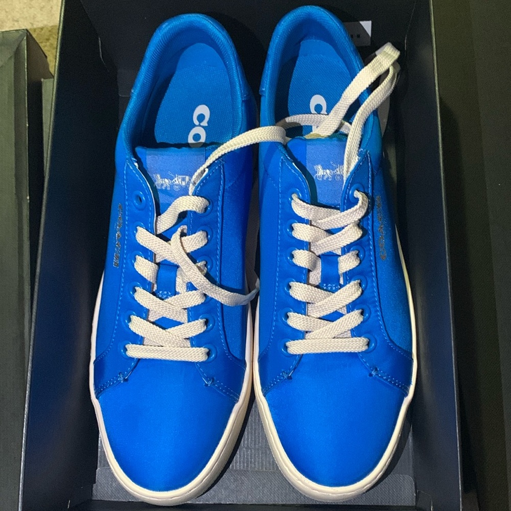 Men Brand New Coach CLIP Nylon LowTop Bright Blue Sneakers Size 8